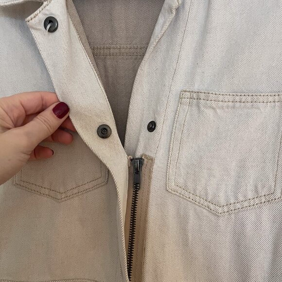 ASOS DESIGN premium denim utility boilersuit in bone white - Picture 10 of 10